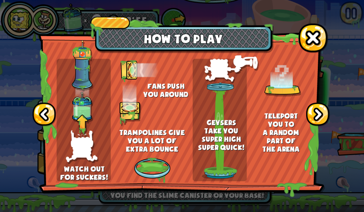 Nick Capture the Slime Game Instructions Screenshot.