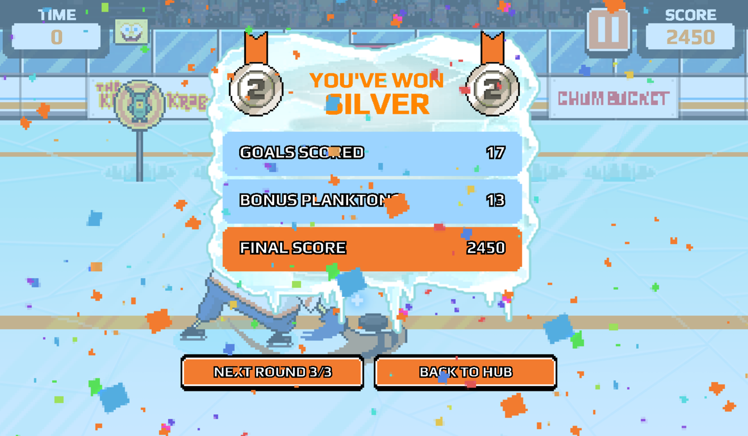 Nick Champions of the Chill 2 Game Bikini Bottom Shootout Score Screenshot.