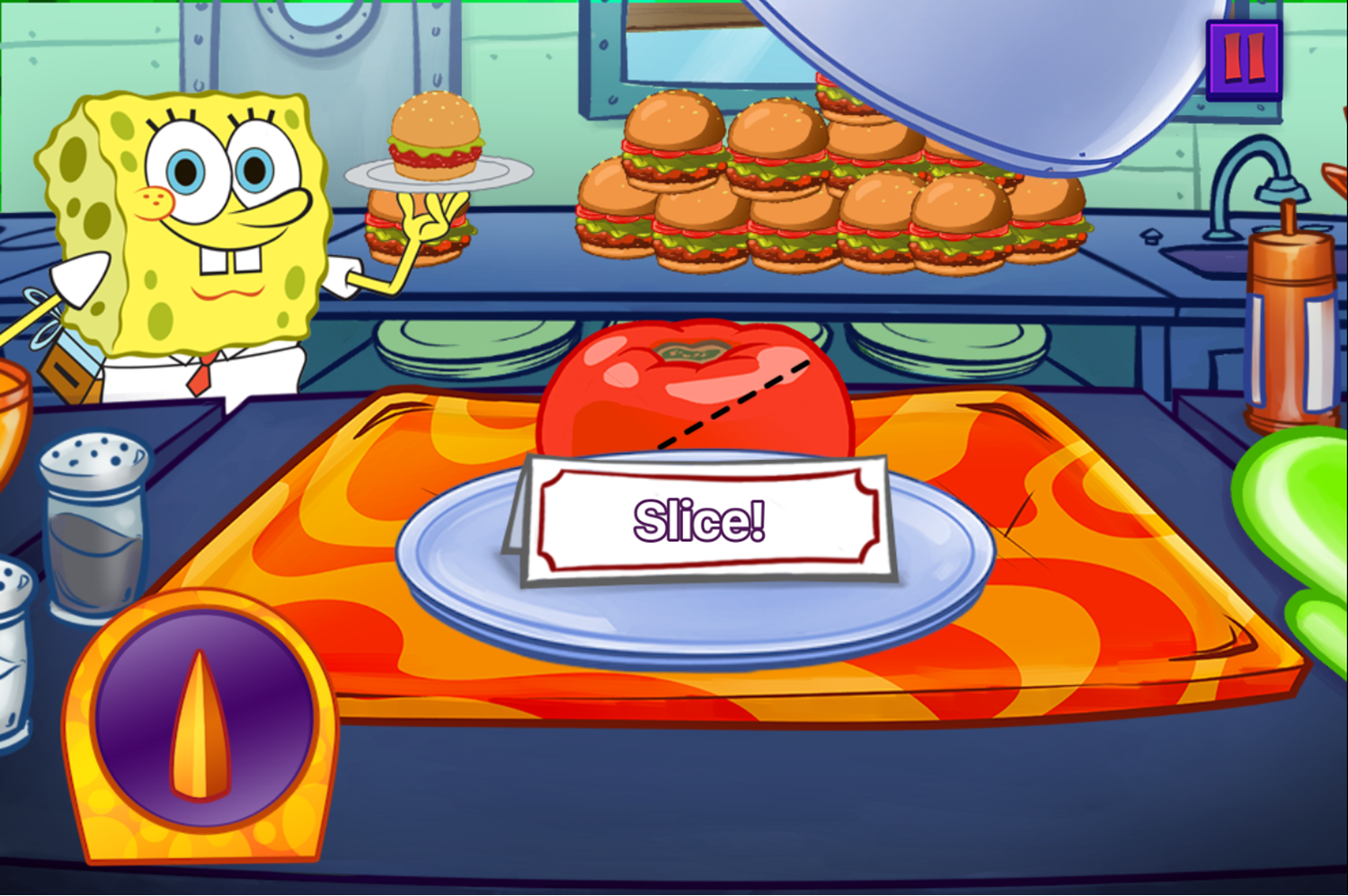 Nick Cooking Contest Game Slice Vegetables Screenshot.