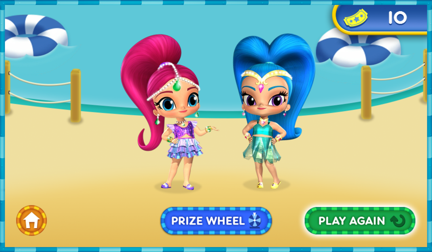 Nick Jr Water Park Shimmer and Shine Score Screenshot.