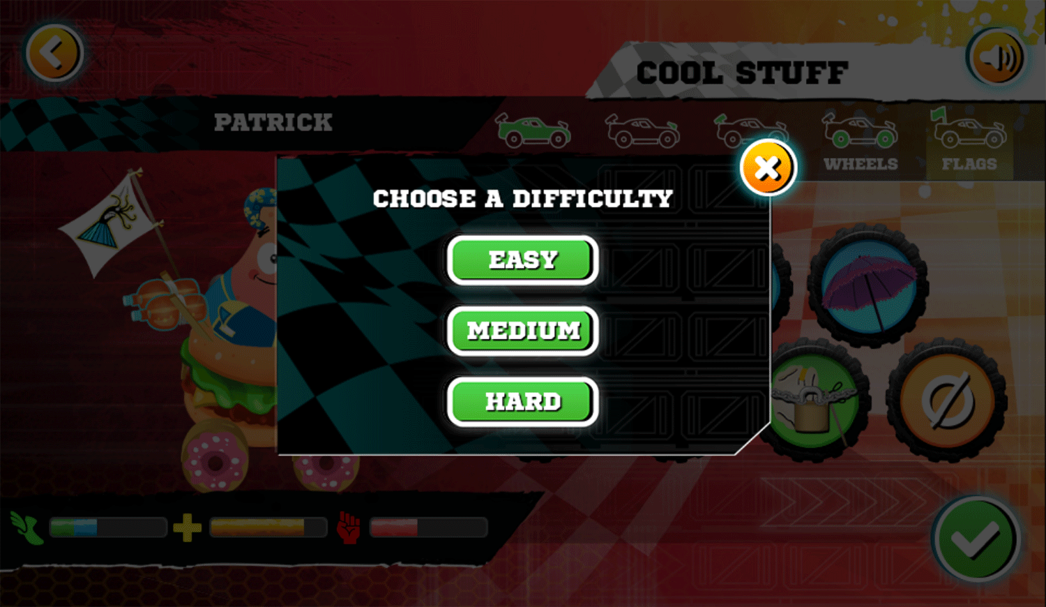 Nick Racing Stars Choose Difficulty Screenshot.