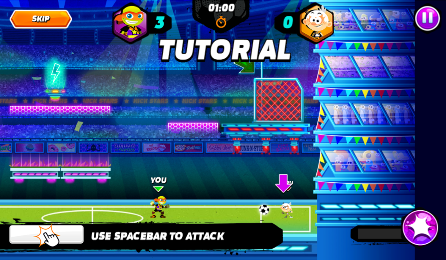 Nick Soccer Stars 2 Game Tackling Tutorial Screenshot.