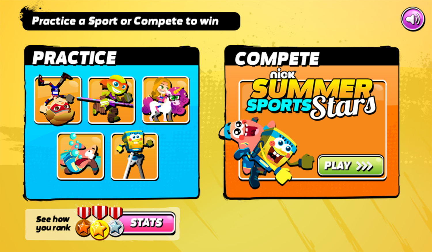 Nick Summer Sports Stars Menu Select Screenshot.