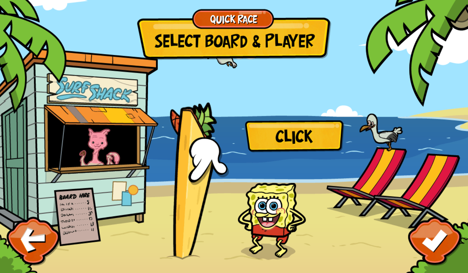 Nick Surfs Up Board and Player Screenshot.