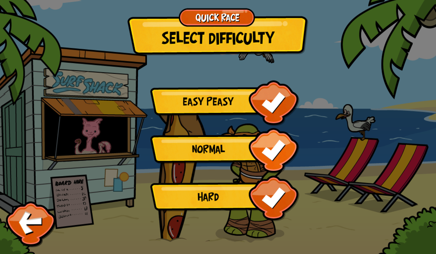 Nick Surfs Up Select Difficulty Screenshot.