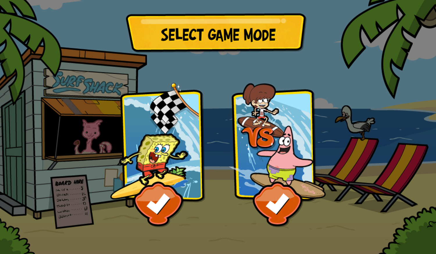 Nick Surfs Up Select Game Mode Screenshot.