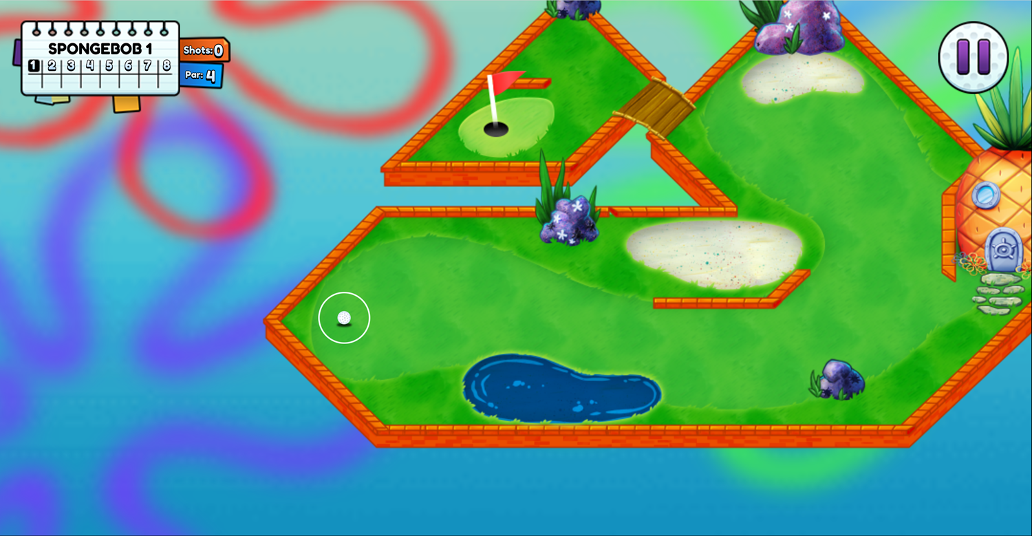 Nick Ultimate Mini Golf Universe SpongeBob SquarePants First Level Screenshot.
