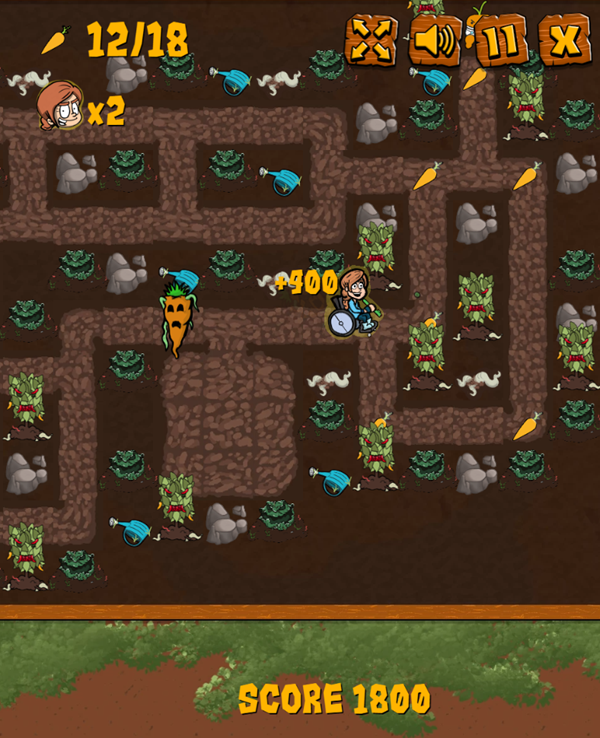 Night of the Living Veg Game Level Play Screenshot.