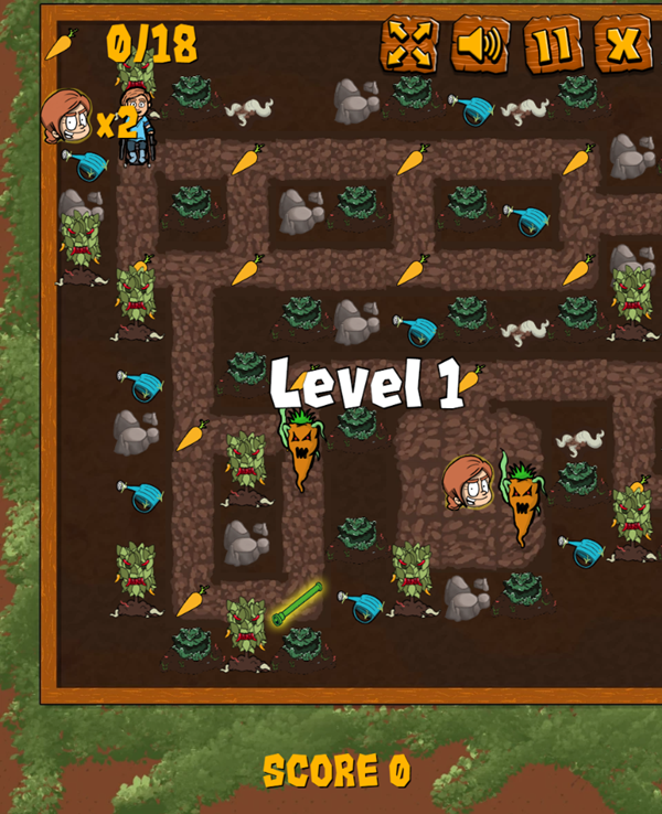 Night of the Living Veg Game Level Start Screenshot.