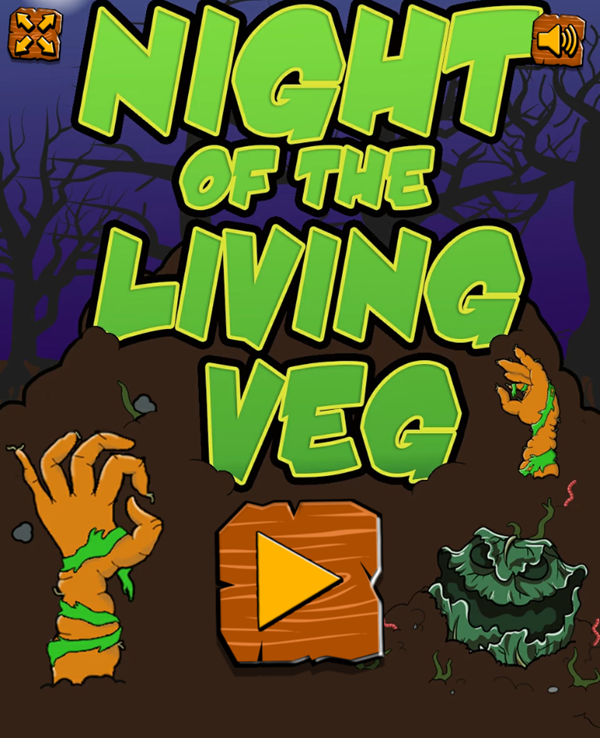 Night of the Living Veg Game Welcome Screen Screenshot.