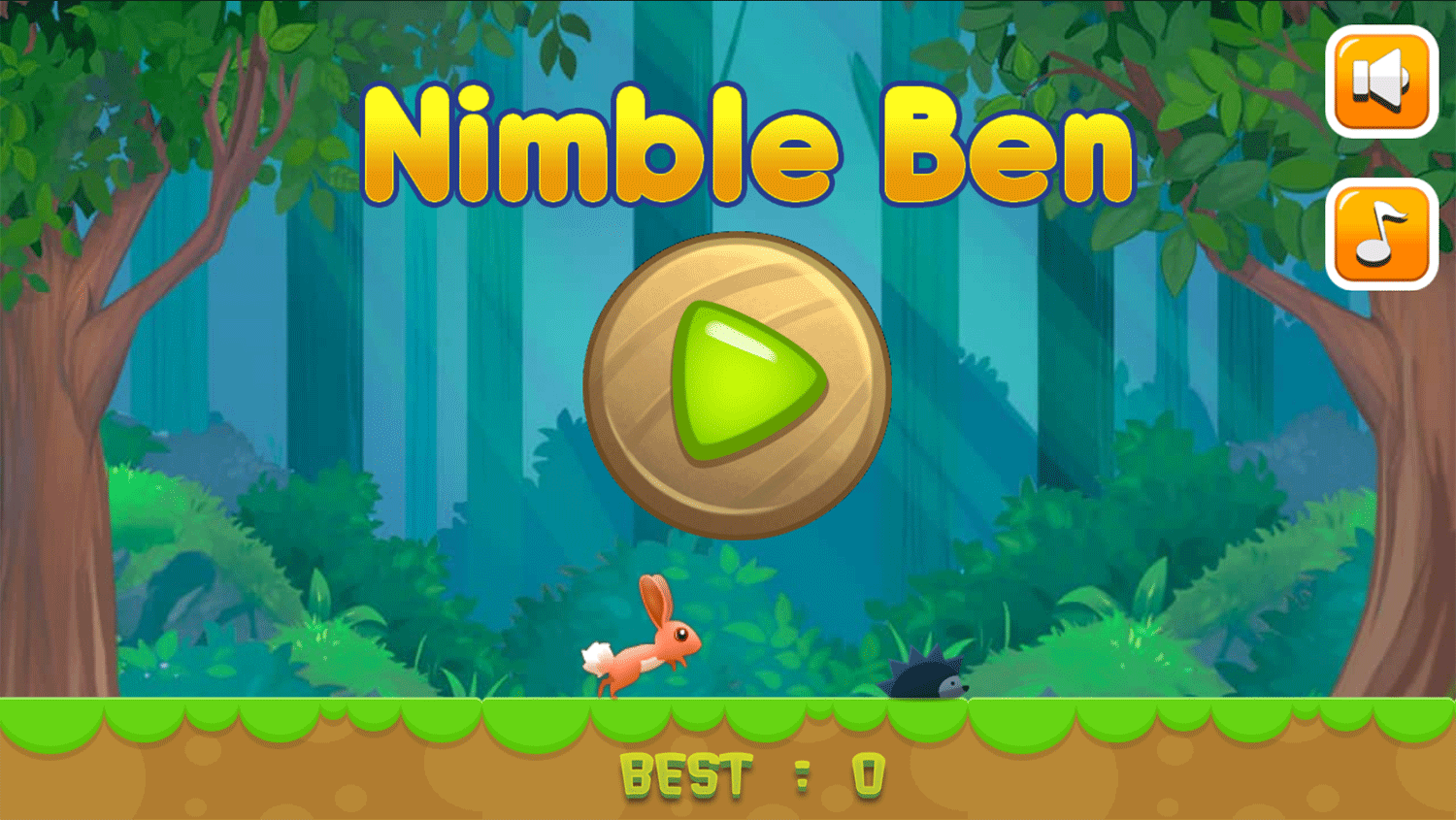 Nimble Ben Game Welcome Screen Screenshot.