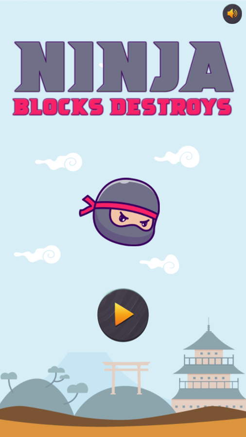 Ninja Blocks Destroys Game Welcome Screen Screenshot.
