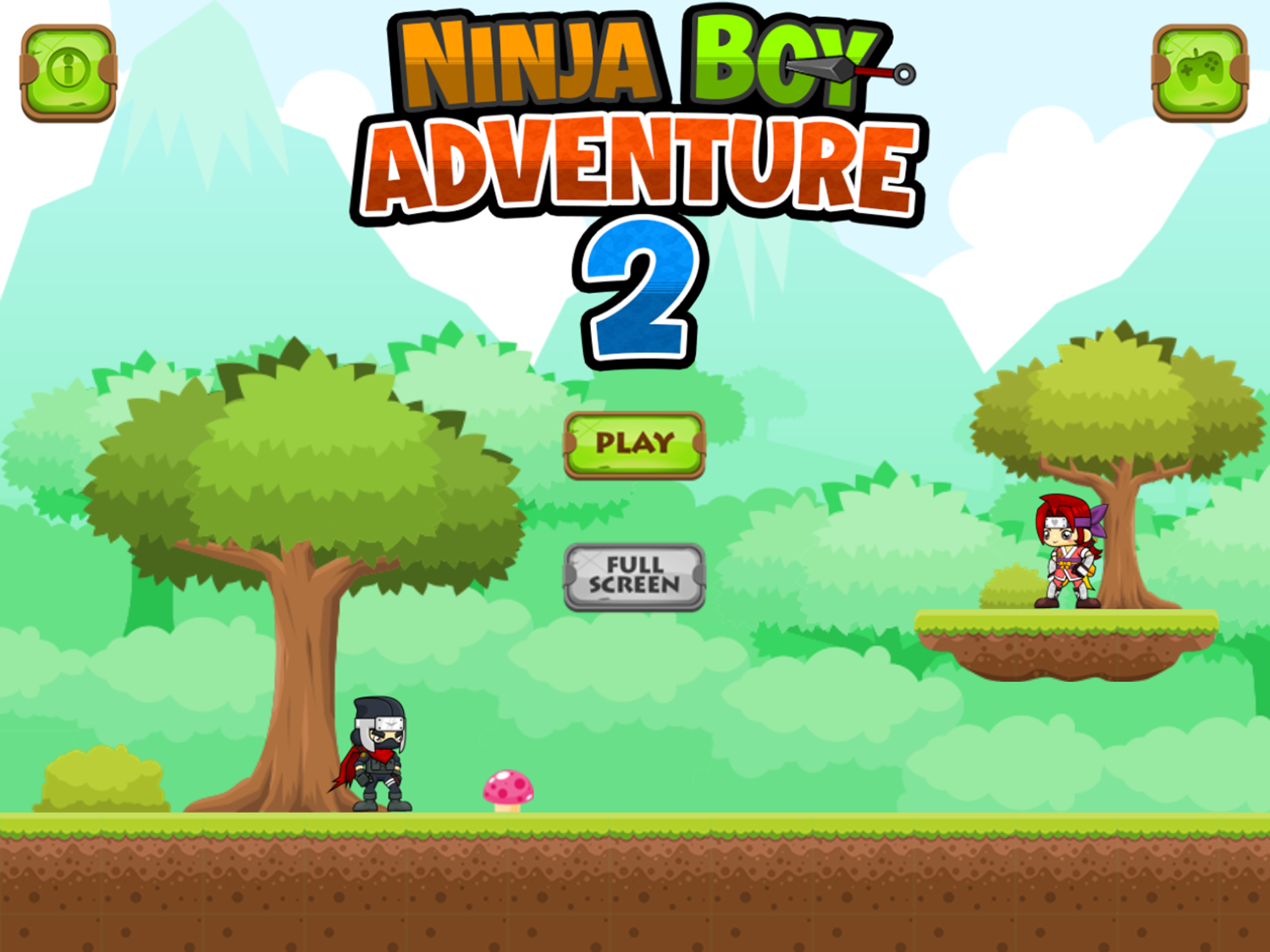 Ninja Boy Adventure 2 Game Welcome Screen Screenshot.