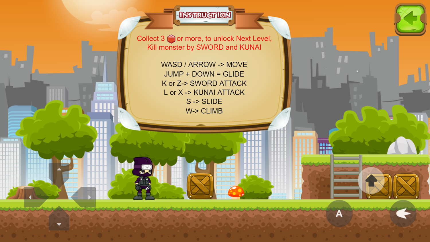 Ninja Boy Adventure Game How To Play Screenshot.