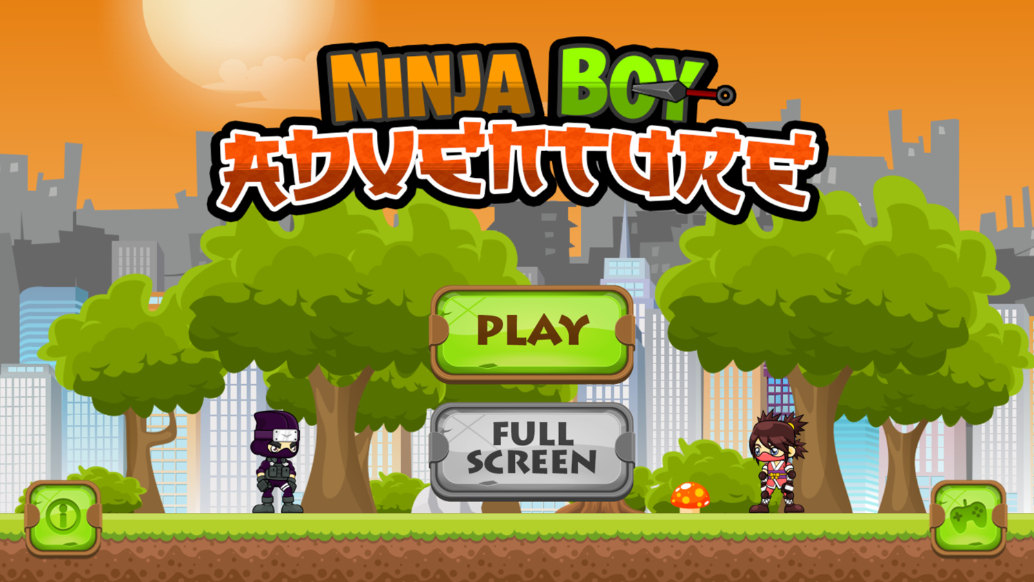 Ninja Boy Adventure Game Welcome Screen Screenshot.