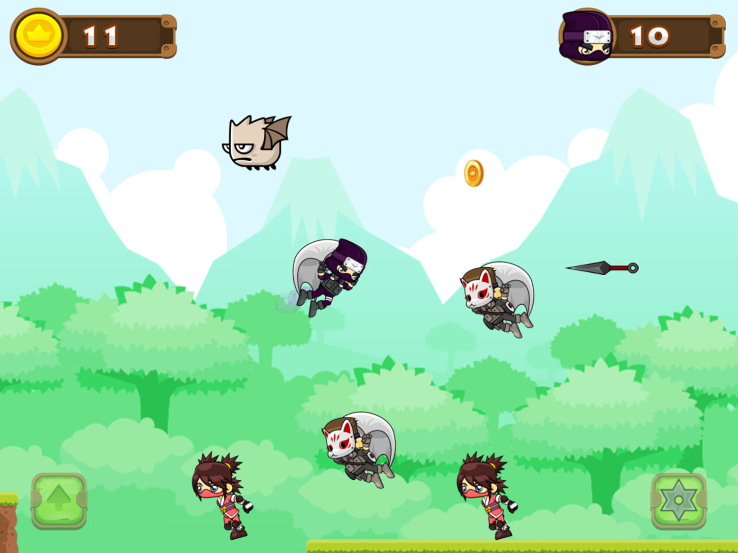 Ninja Boy Flying Game Play Screenshot.