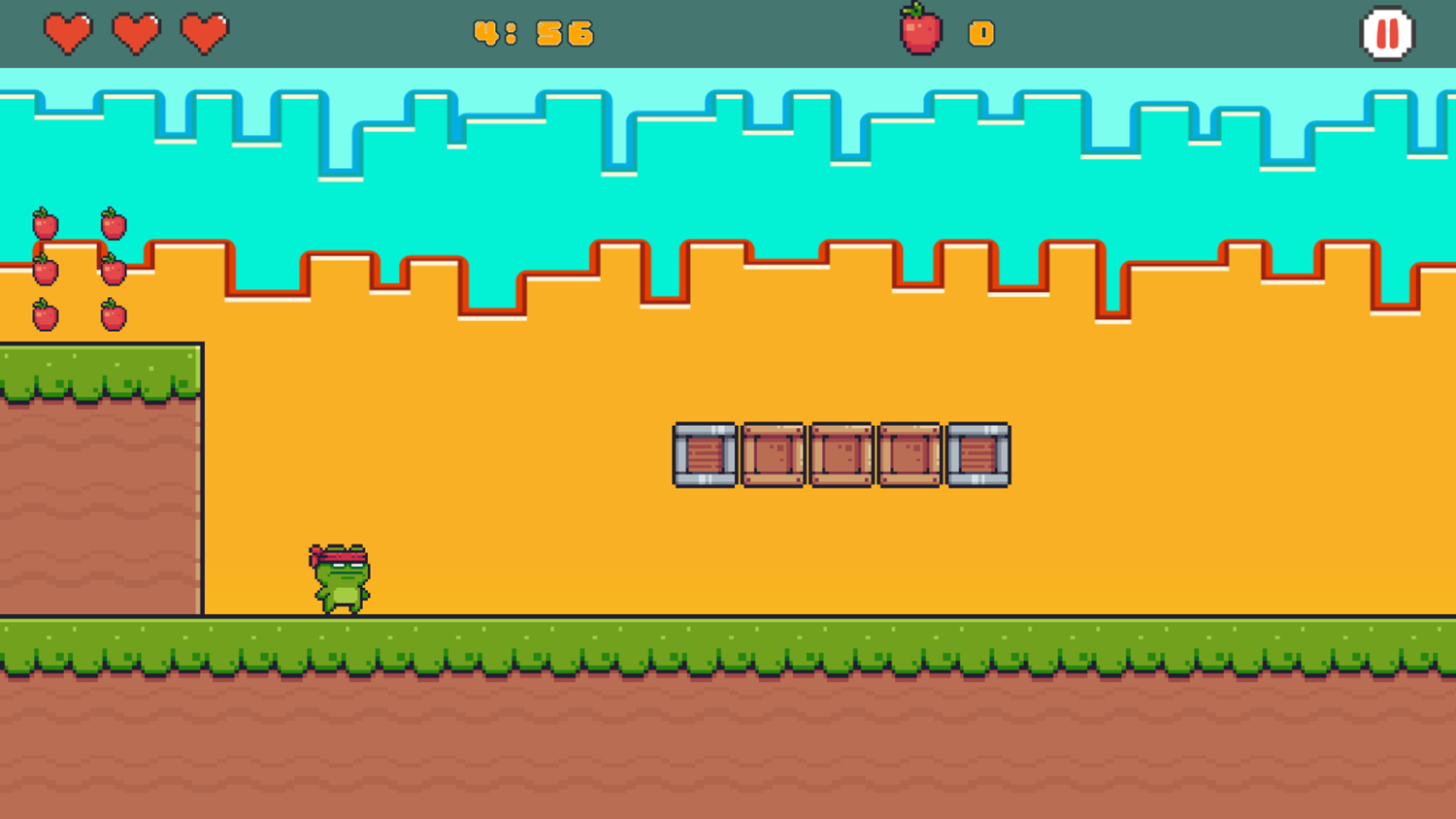 Ninja Frog Adventure Game Level Start Screenshot.