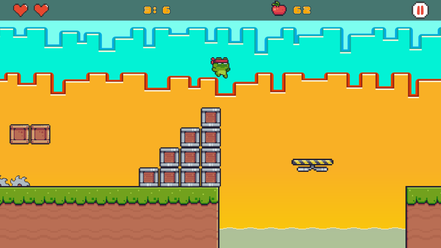 Ninja Frog Adventure Game Platforming Screenshot.