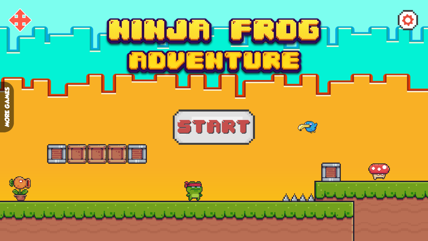 Ninja Frog Adventure Game Welcome Screen Screenshot.