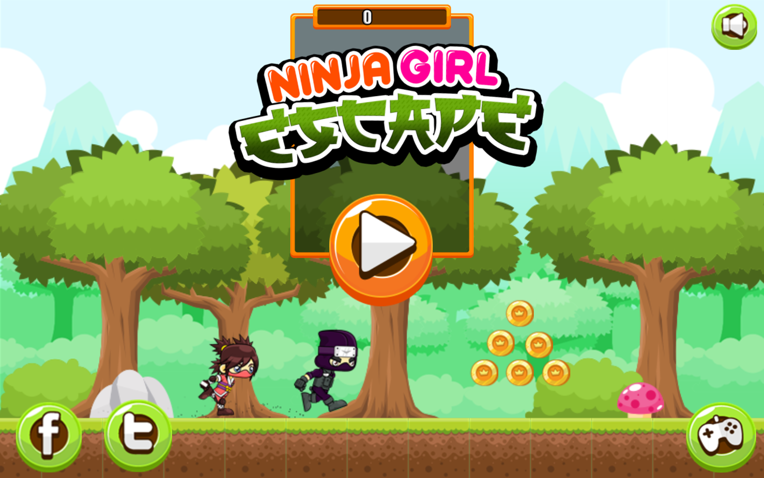 Ninja Girl Escape Game Welcome Screen Screenshot.
