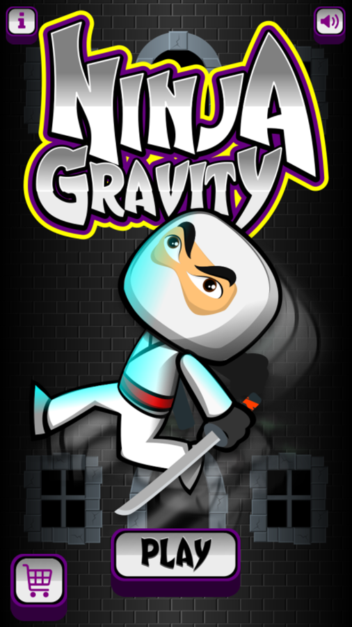 Ninja Gravity Game Welcome Screen Screenshot.
