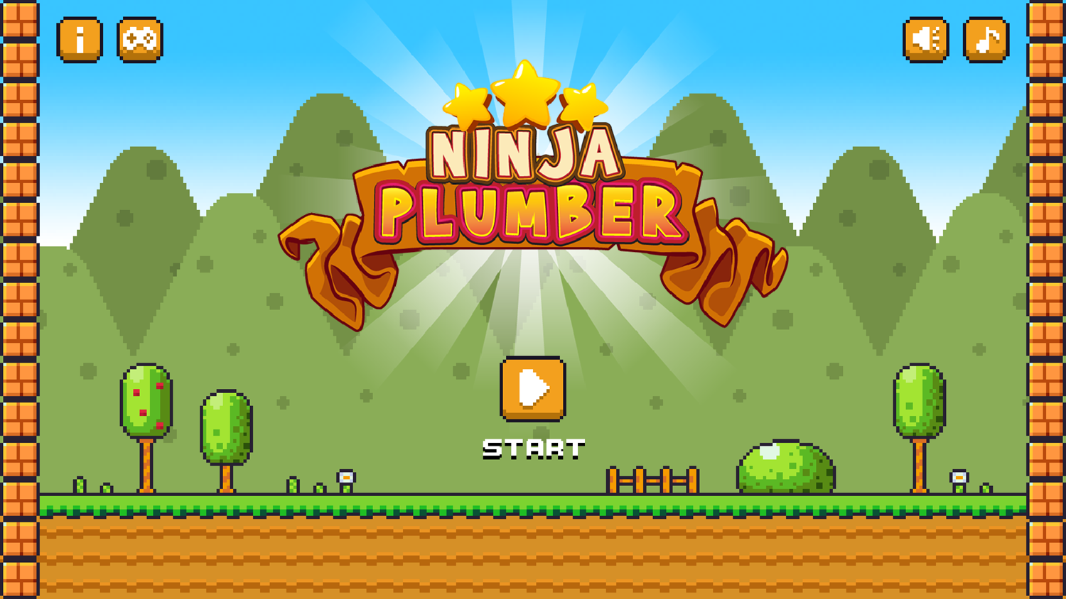 Ninja Plumber Game Welcome Screen Screenshot.