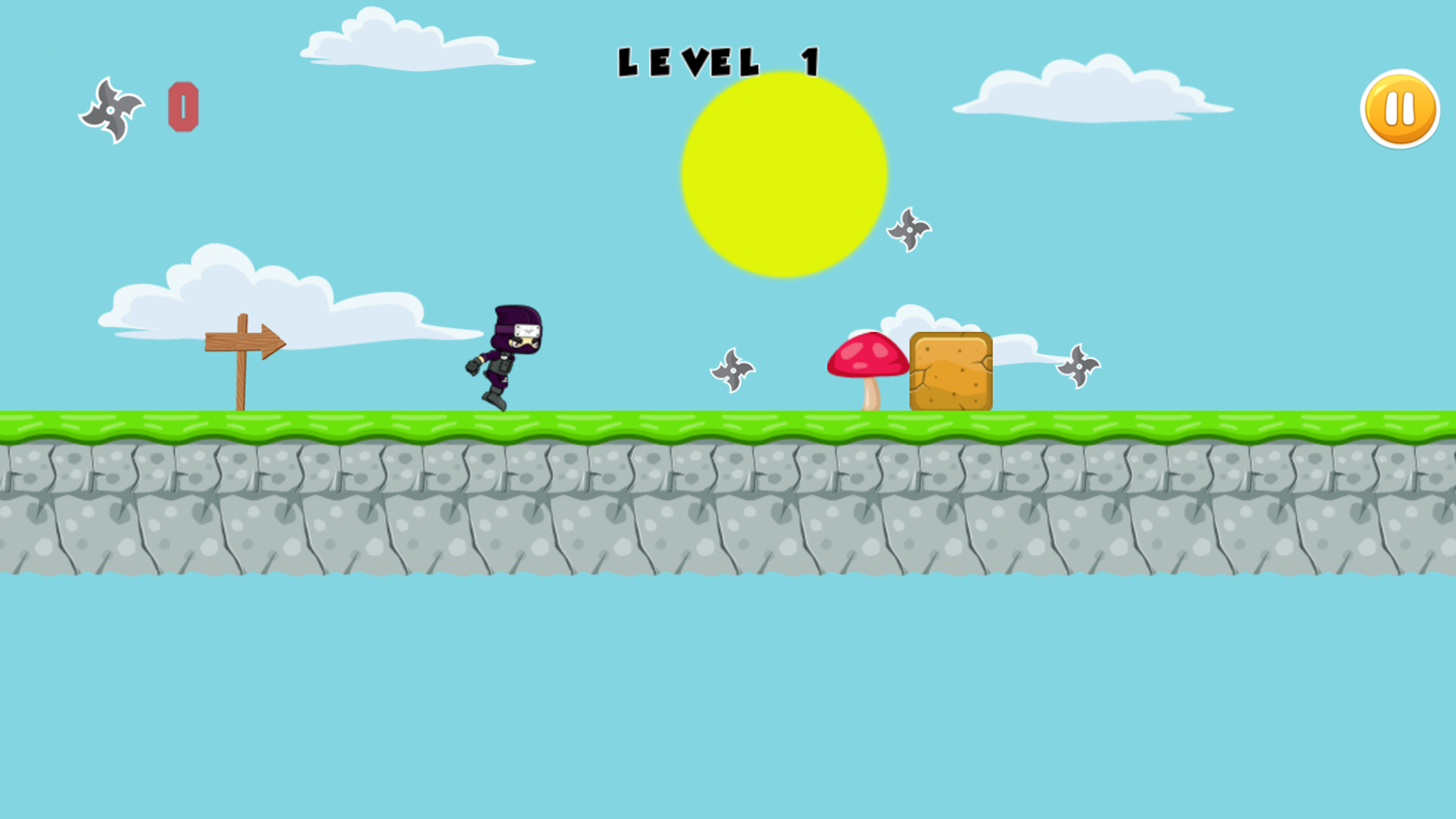 Ninja Run Adventure Game Level Start Screenshot.