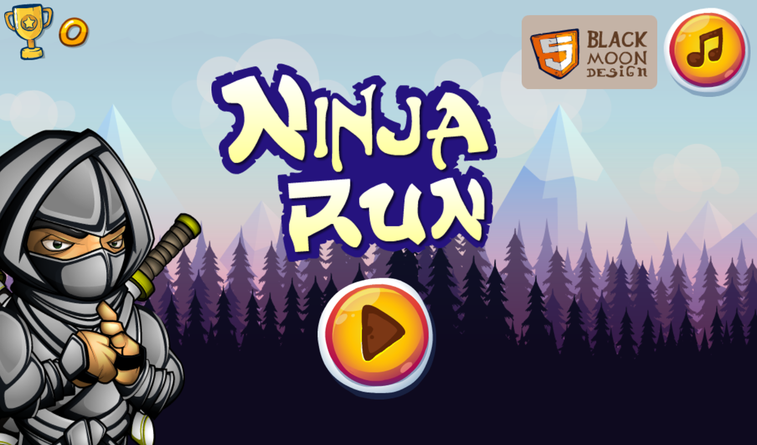 Ninja Run Game Welcome Screen Screenshot.