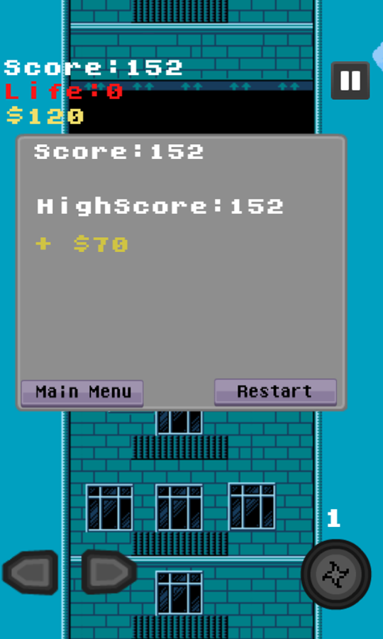 Ninja Stuntman Climb Game Over Screenshot.