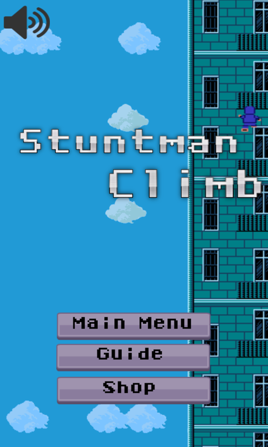 Ninja Stuntman Climb Game Welcome Screen Screenshot.