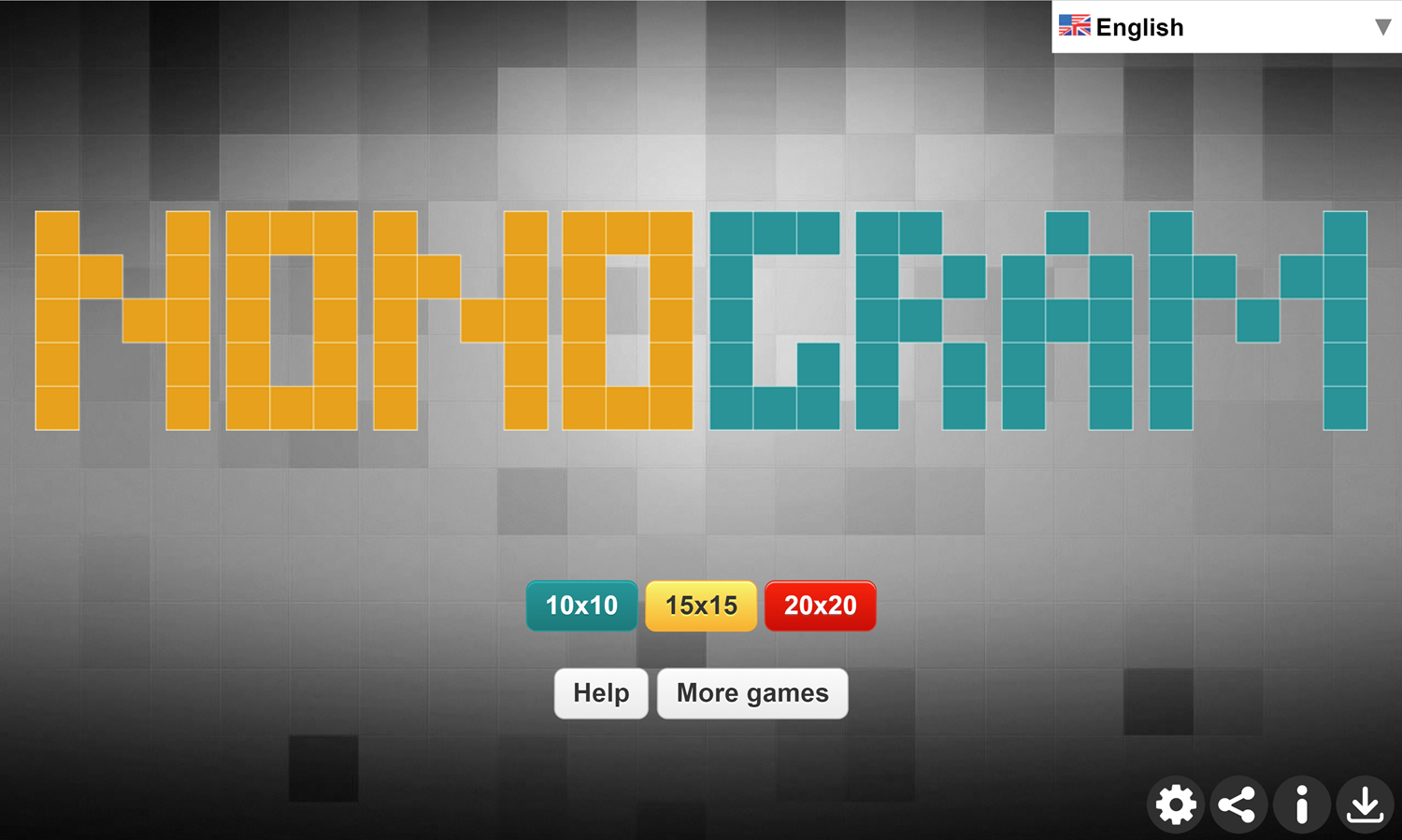 Nonogram Game Welcome Screen Screenshot.