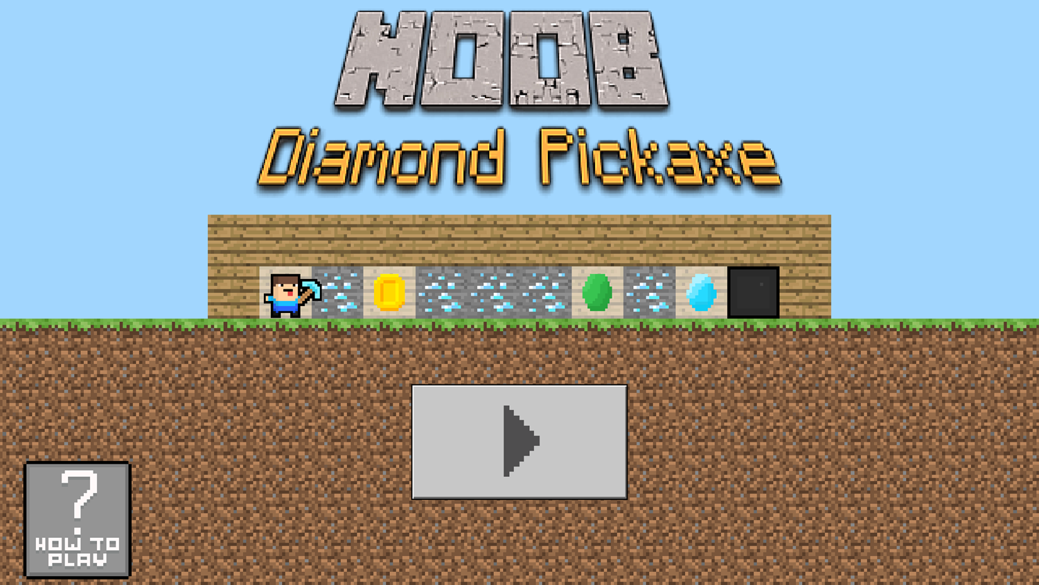 Noob Diamond Pickaxe Game Welcome Screen Screenshot.