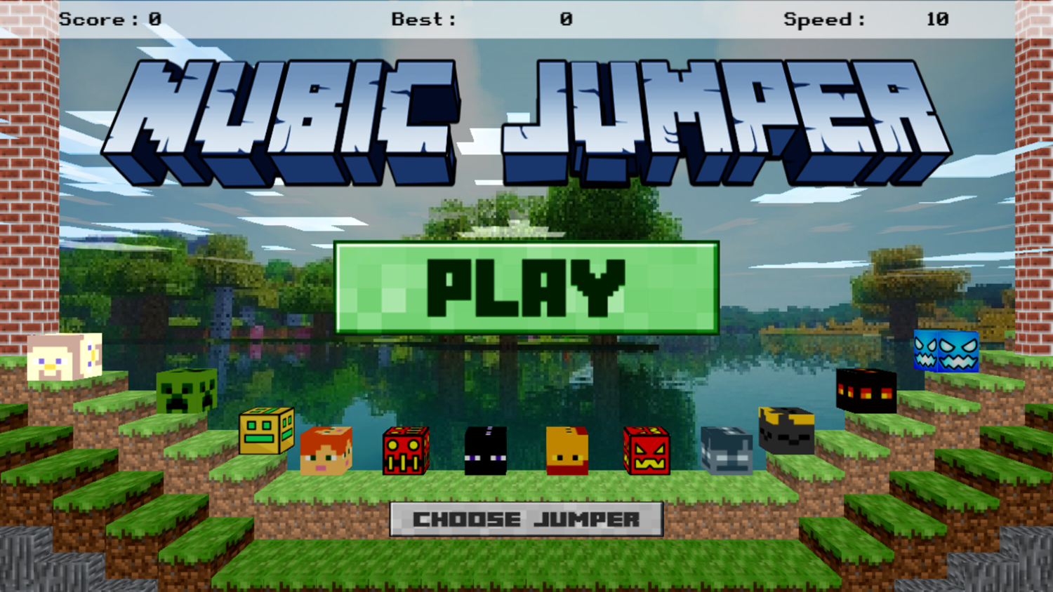 Nubic Jumper Game Welcome Screen Screenshot.
