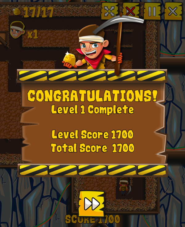 Nugget Seeker Adventure Game Level Complete Screenshot.