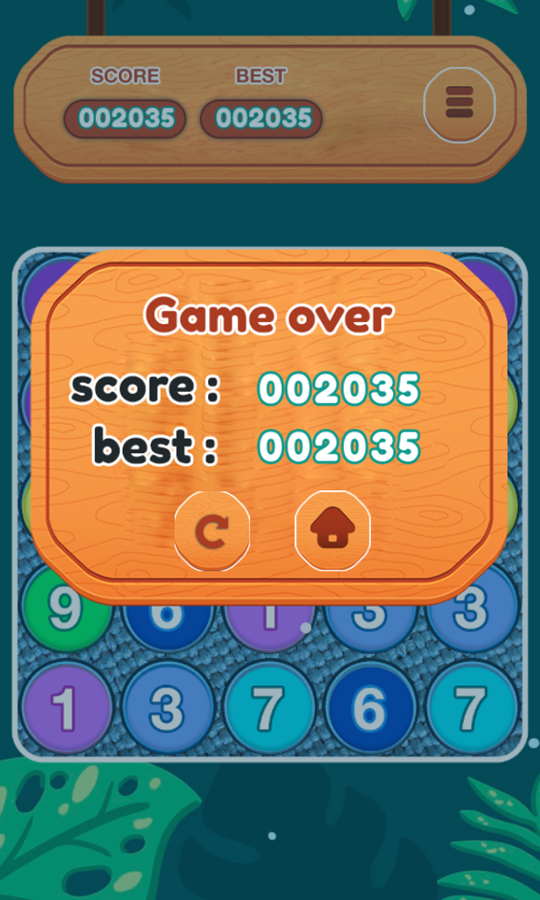 Number Connect Game Over Screenshot.