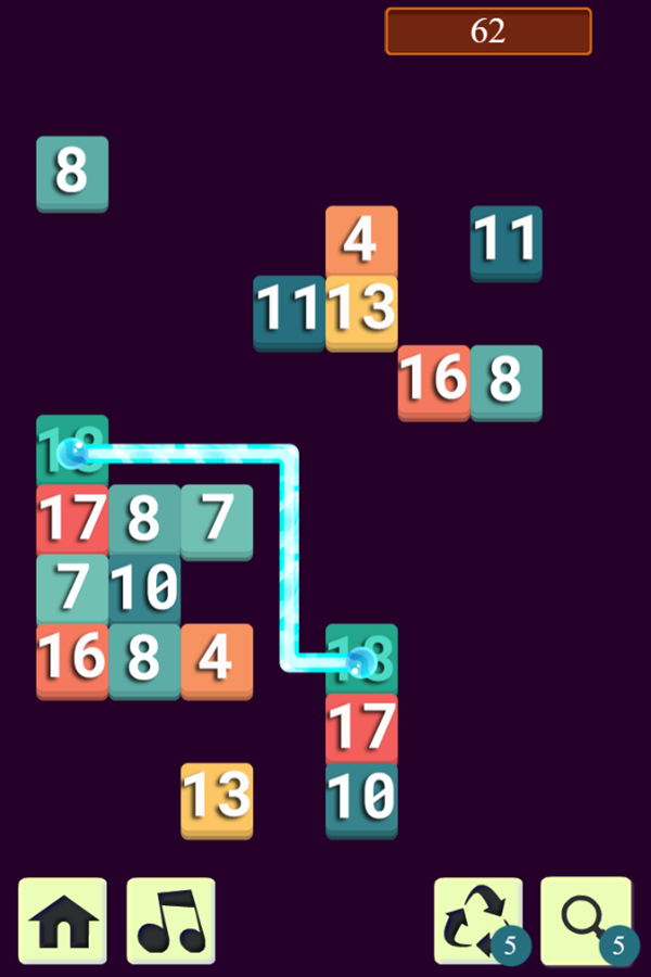 Number Connect Game Level Solve Screenshot.