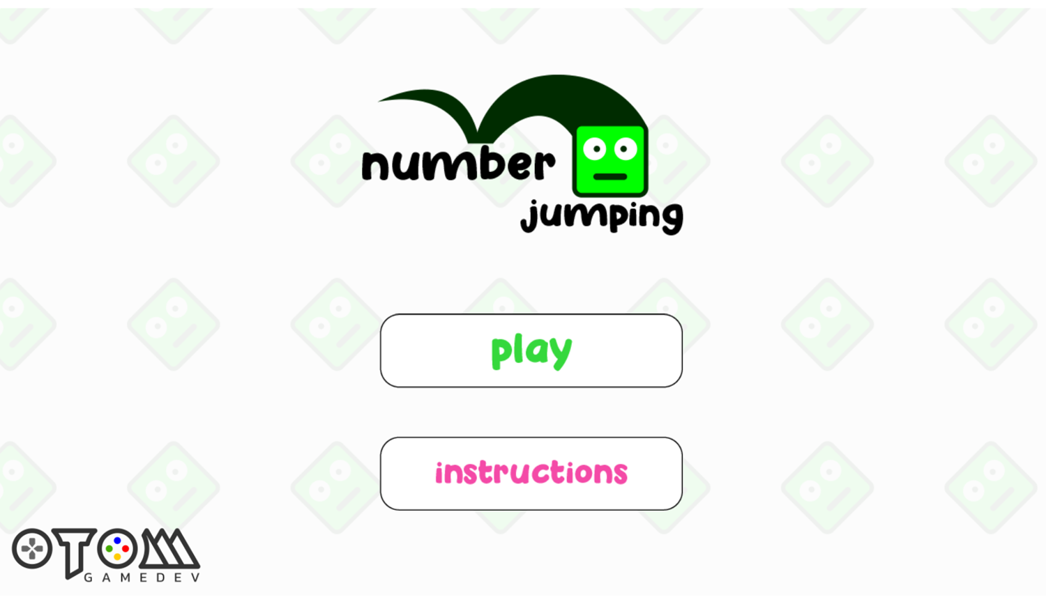 Number Jumping Game Welcome Screen Screenshot.