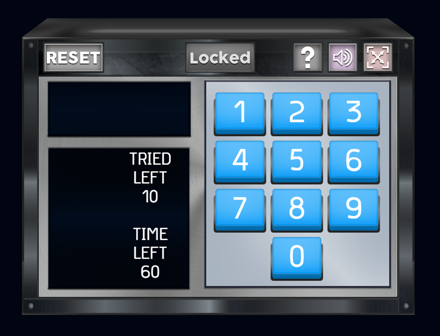 Number Lock Puzzle Game Welcome Screen Screenshot.