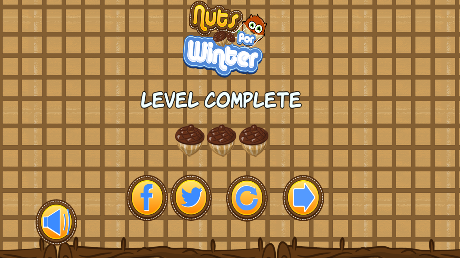 Nuts for Winter Game Level Complete Screenshot.