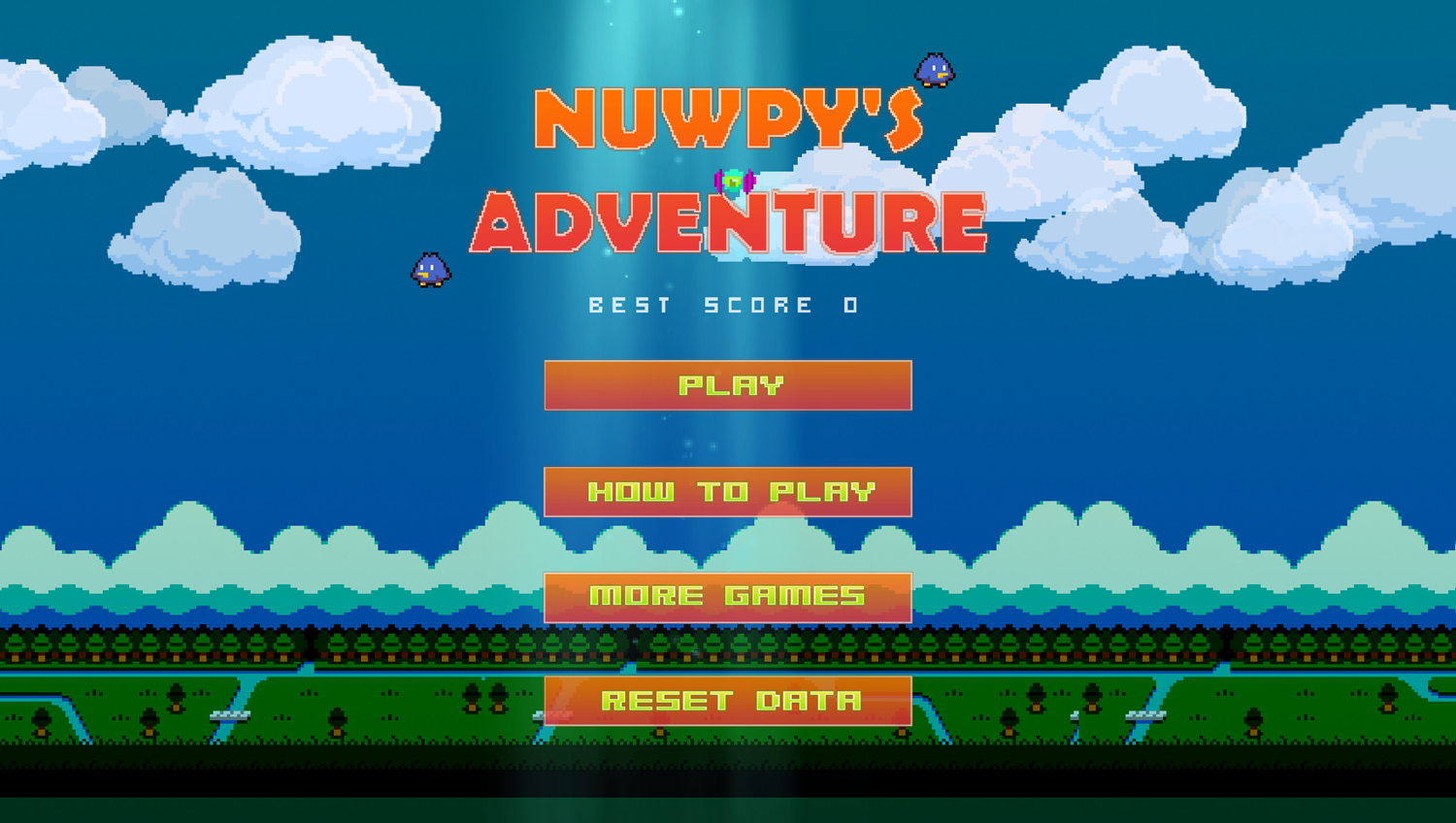 Nuwpy's Adventure Welcome Screen Screenshot.