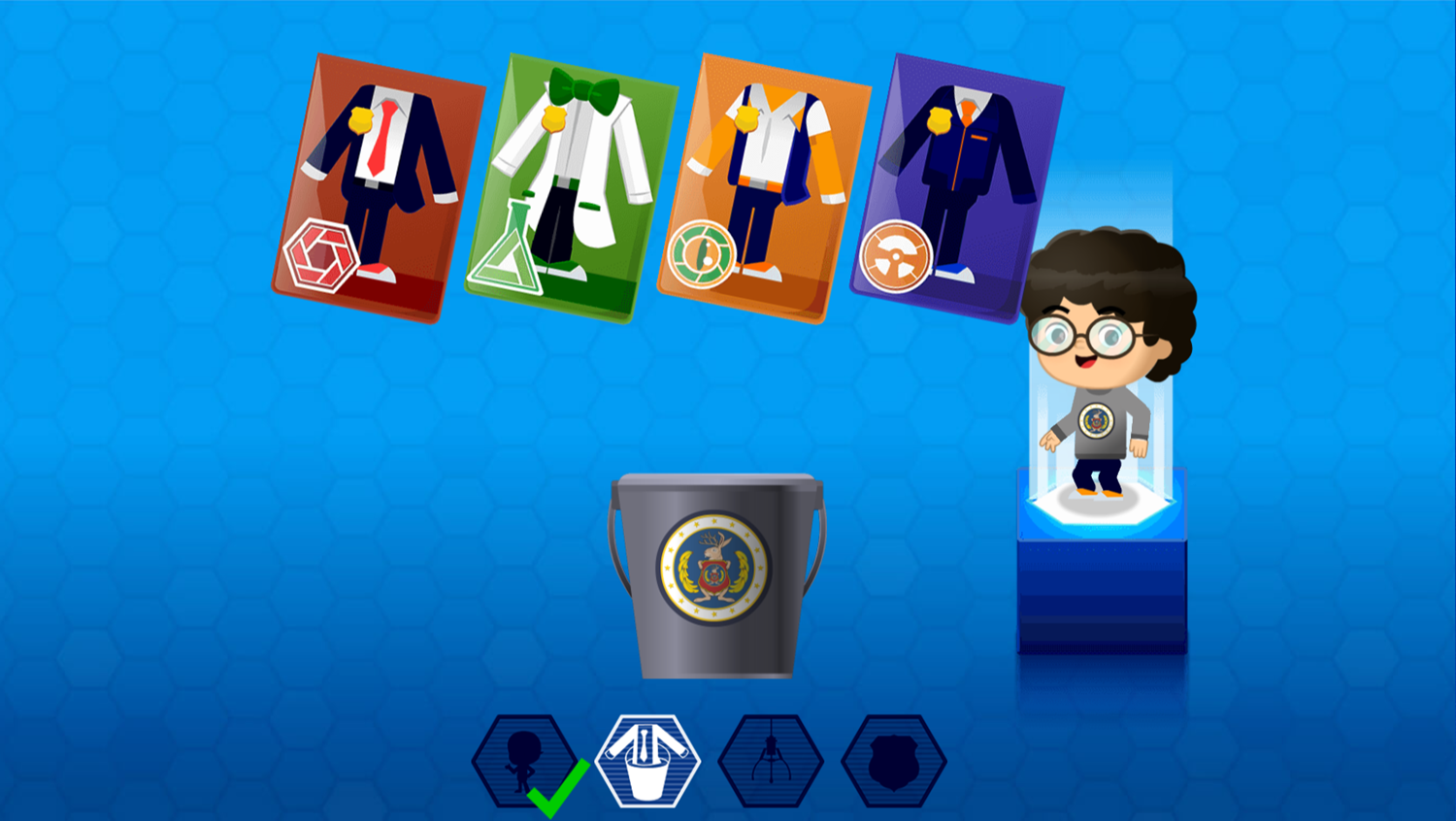 Odd Squad Agent Academy Game Outfit Select Screenshot.