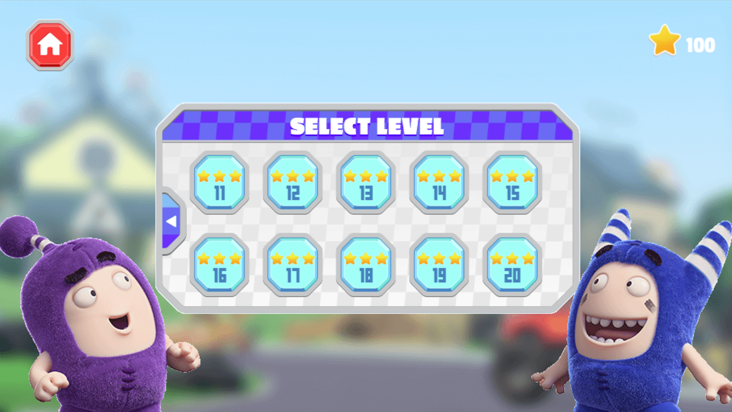 Oddbods Monster Truck Challenge Game Level Select Screen Screenshot.