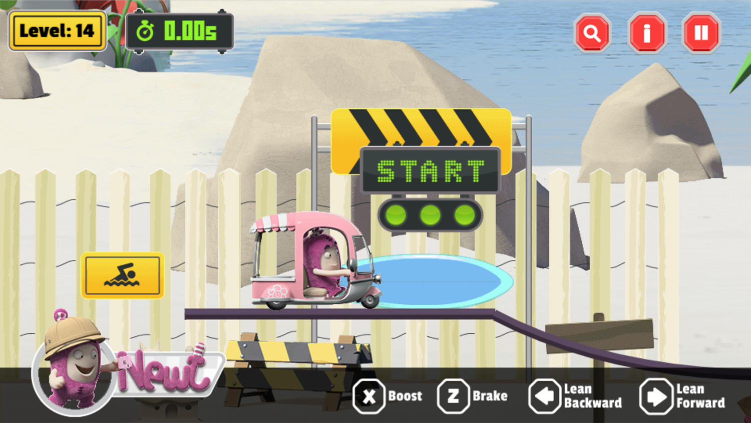 Oddbods Monster Truck Challenge Game Newt Screenshot.