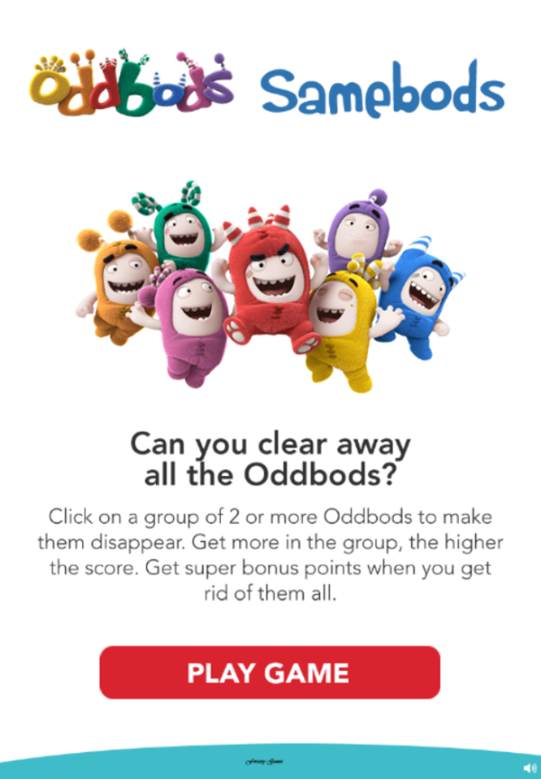 Oddbods Samebods Game Welcome Screen Screenshot.