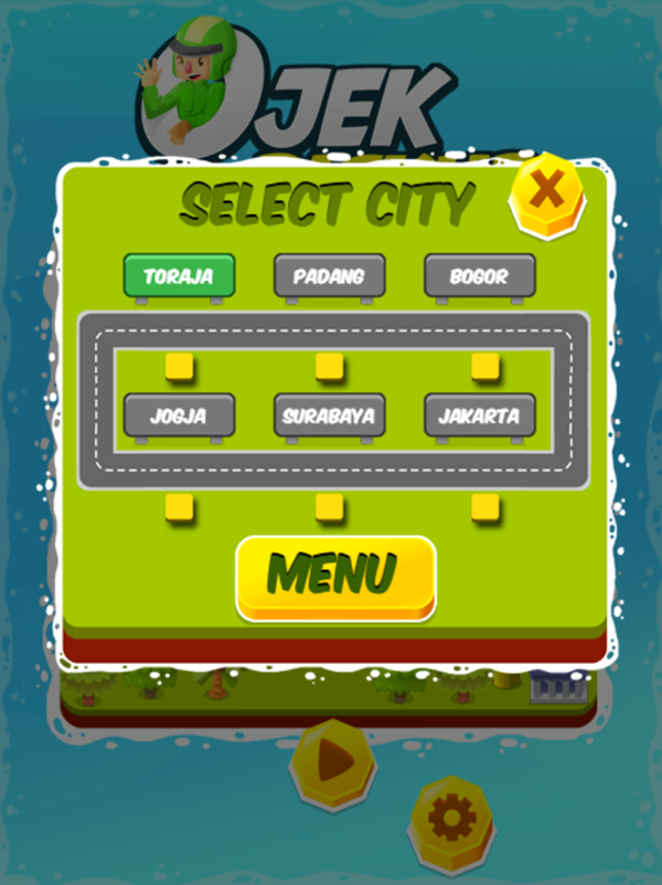 Ojek Pickup Game Select City Screenshot.