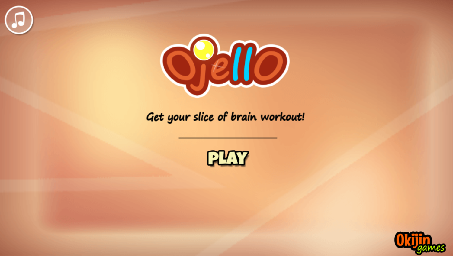 Ojello Game Welcome Screen Screenshot.