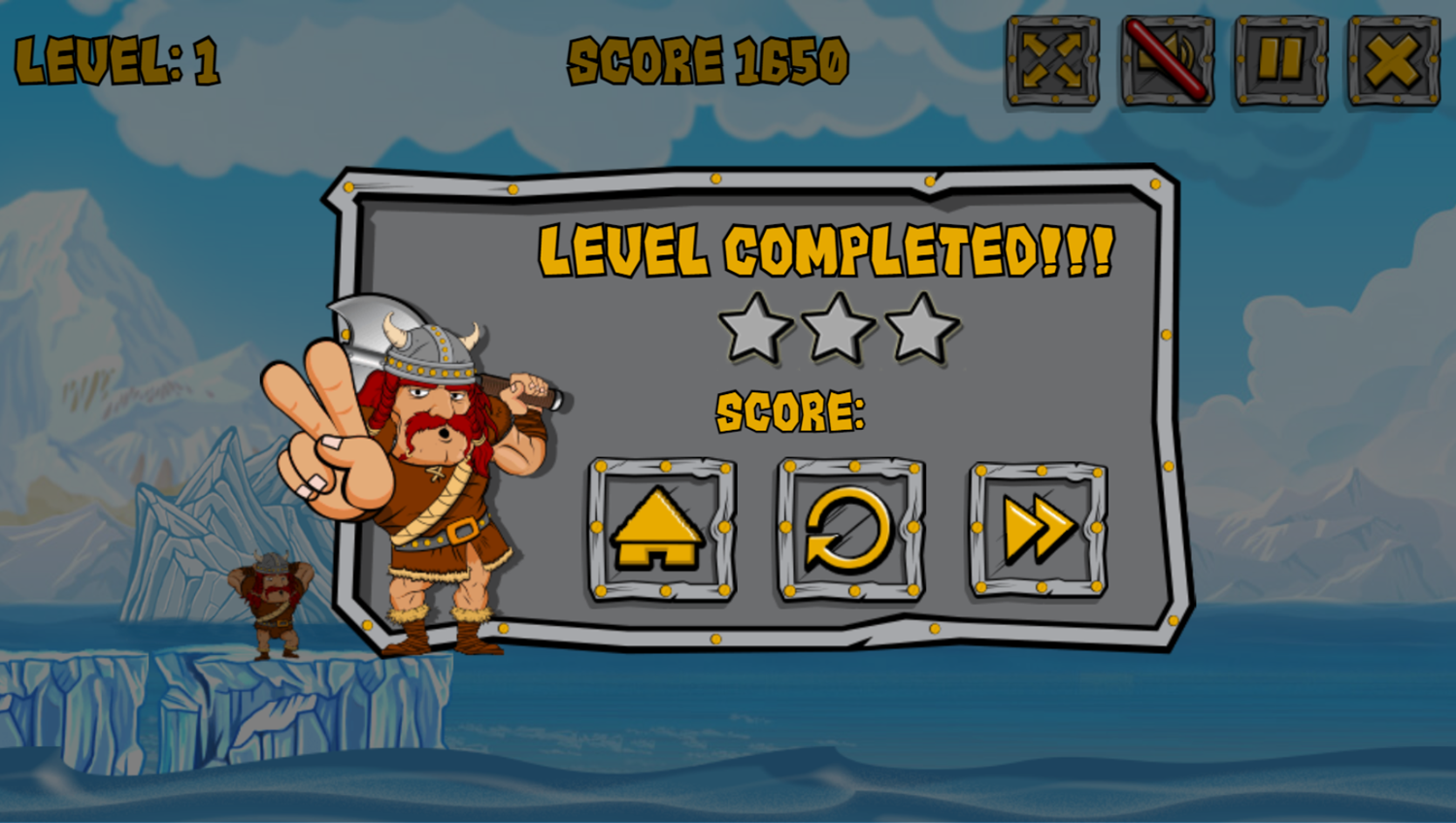 Olaf the Viking Game Level Completed Screenshot.