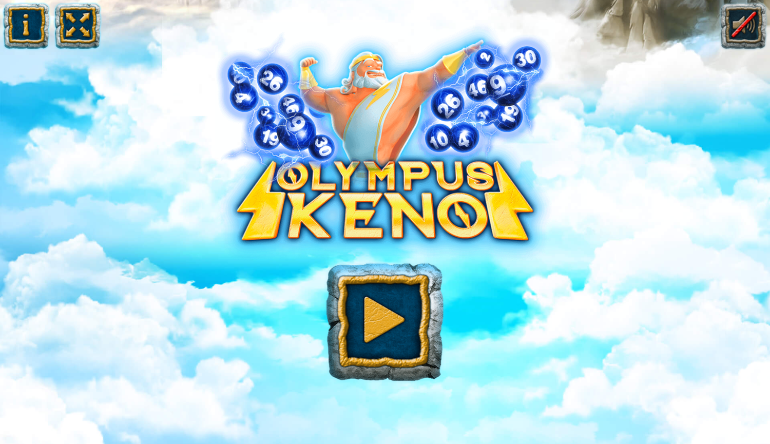 Olympus Keno Game Welcome Screen Screenshot.