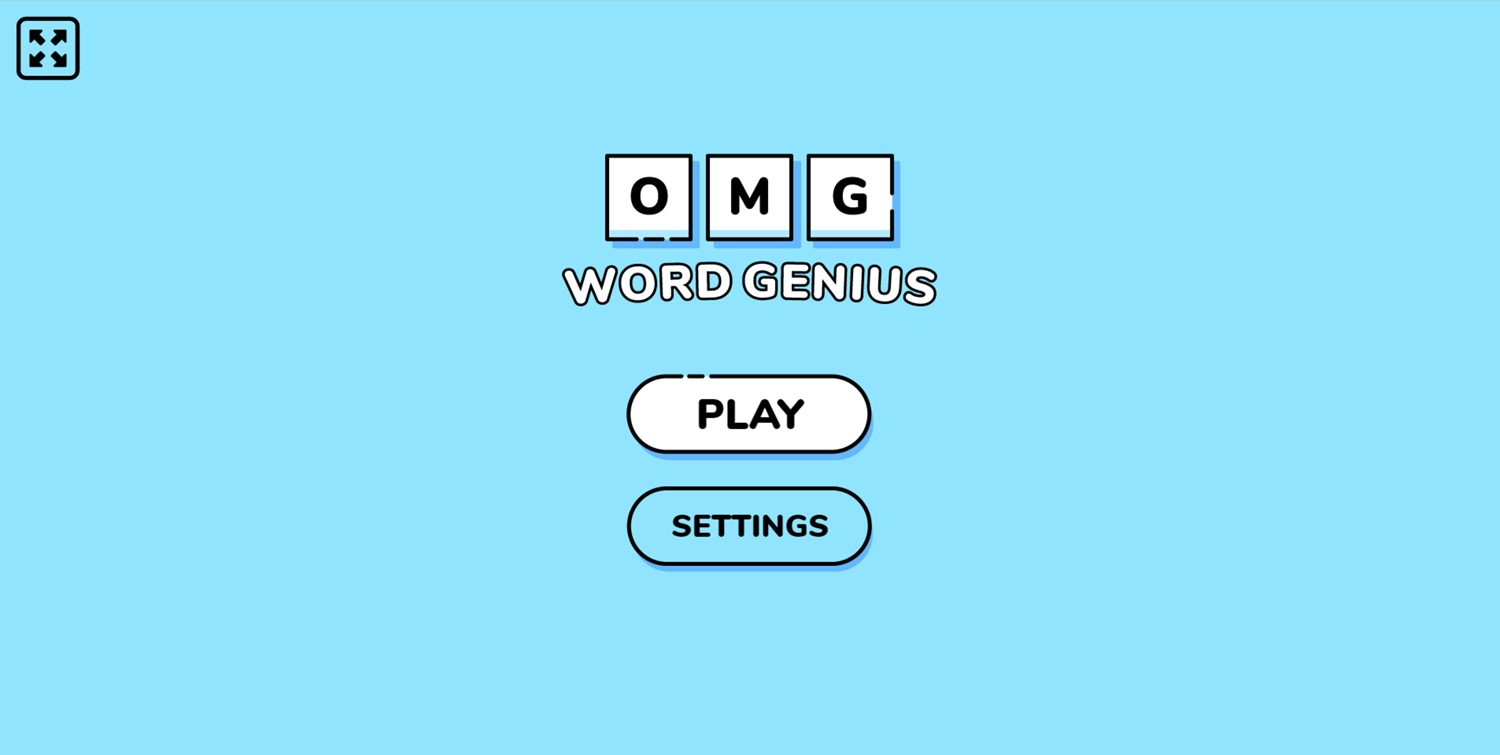 OMG Word Genius Game Welcome Screen Screenshot.