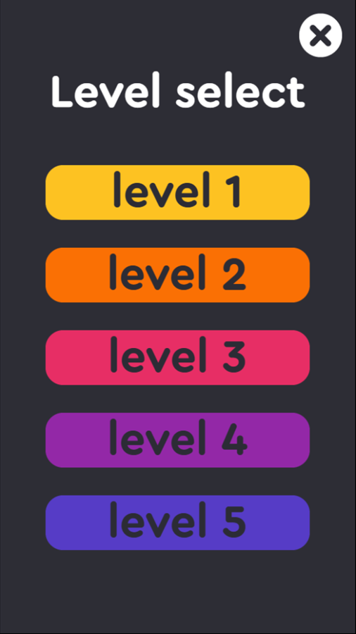 One Liner Game Level Select Screen Screenshot.